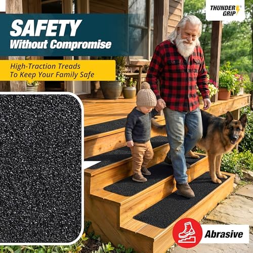 Outdoor Stair Treads Non-Slip 30" x 8" 15-Pack Waterproof 80-Grit Grip Tape - Image 2