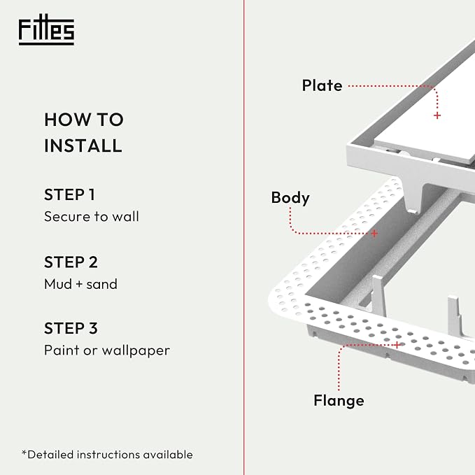 Fittes Flush Wall Vent, Minimalist ABS Plastic HVAC Air Return Register Cover - Image 5
