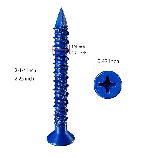 WenSilon 1/4" x2-1/4 Concrete Screw Anchor Blue Flat Head - Image 2