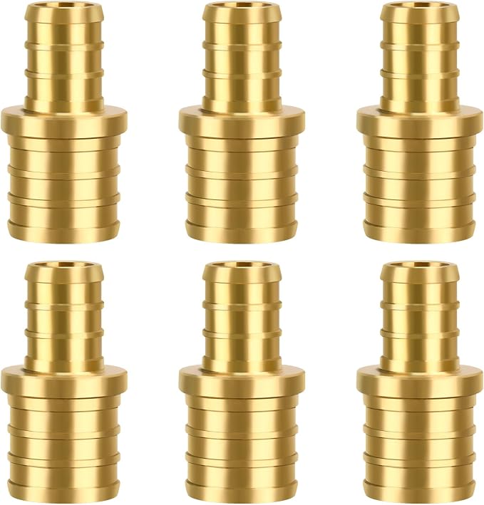 6 Pack 3/4" × 1/2" Brass PEX straight Coupling Fittings | by PXZBLG
