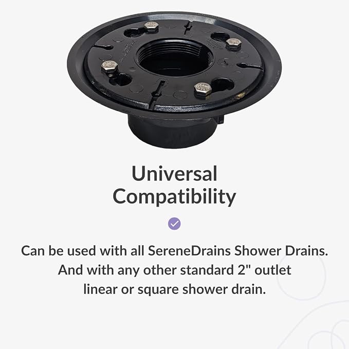 2 Inch Shower Drain Base for Linear Square Shower Drains Plastic ABS Floor - Image 4