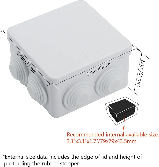 Junction Box, ABS Plastic IP55 Water Resistant and Dustproof, Universal - Image 2