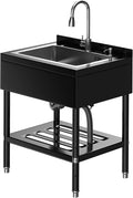 Stainless Steel Utility Sink, 31.1" × 22" × 37.8" Freestanding Laundry Tub by Unknown
