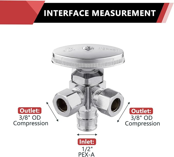 10PC EFIELD PEX-A Expansion Angle Stop Valve, Chrome Plated-VALVE067 - Image 2