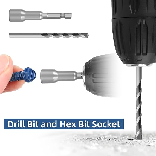 1/4" x 1-3/4" Blue Hex Head Concrete Screw Anchor Kit - Image 5