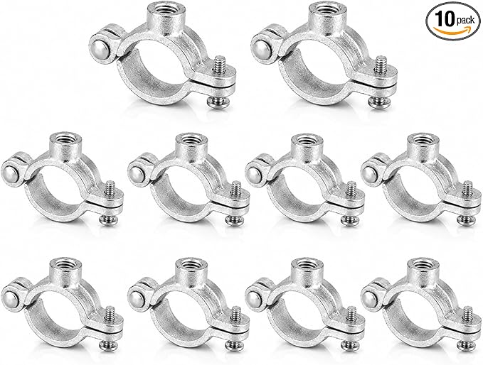 10 Pack 3/4'' Silver Hinged Split Ring Pipe Hanger, Galvanized Iron by Unknown