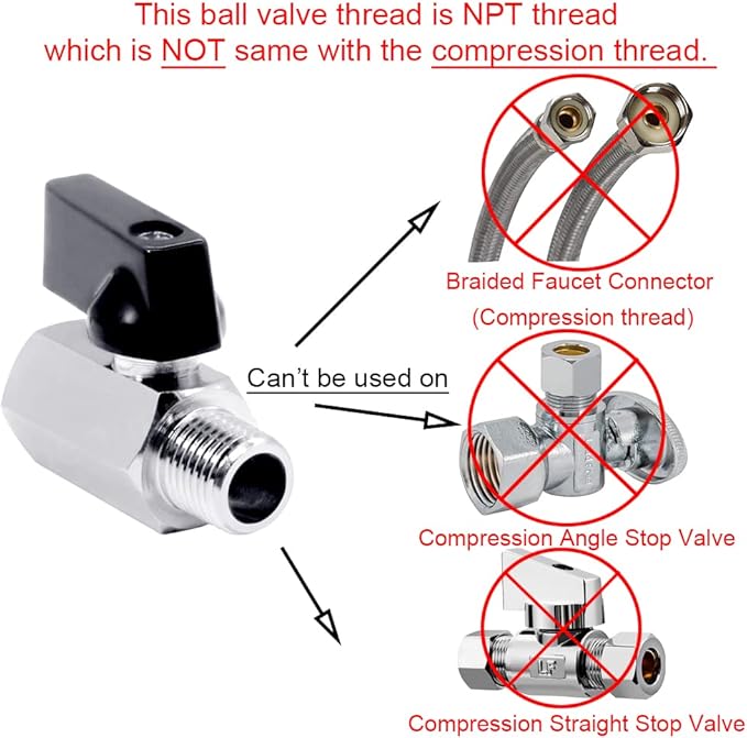 Beduan 3/8" Brass Mini Ball Valve NPT Female x Male Shut-Off Valve 2 PCS - Image 2