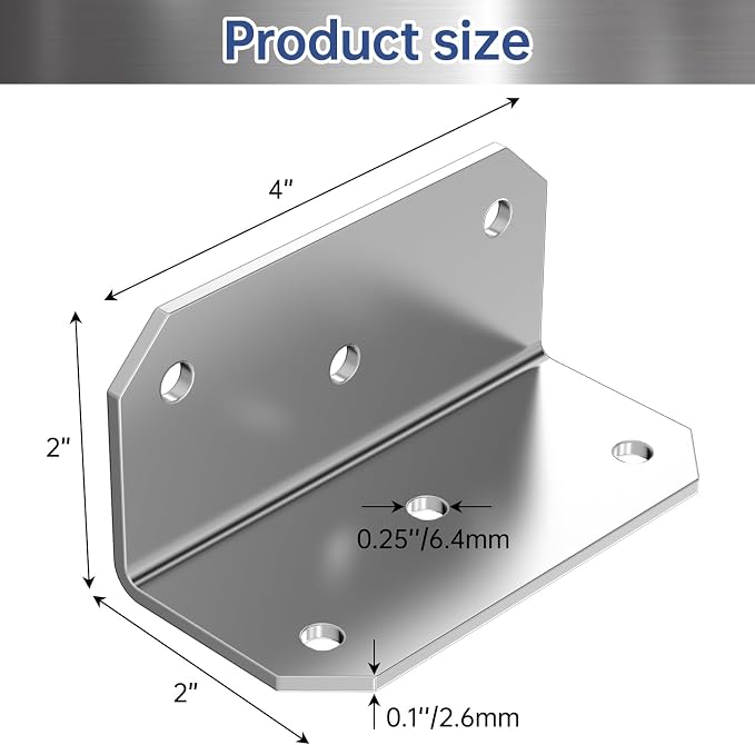 Yuleimy L Brackets for Wood, 2x4 Inch Galvanized Corner Braces, 4×2×2 in. black - Image 2