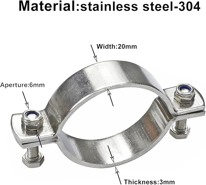 AKIHISA 2 PCS 60-63mm Range Heavy Duty Rigid Handleless Flat Pipe Bracket Clamp - Image 2