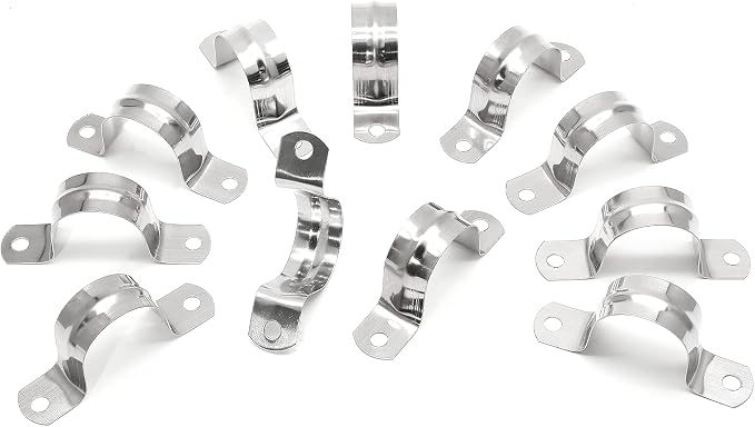 16Pcs 1-3/8 Inch Stainless Steel Conduit Clamps | Two Hole Strap, U Bracket - Image 2