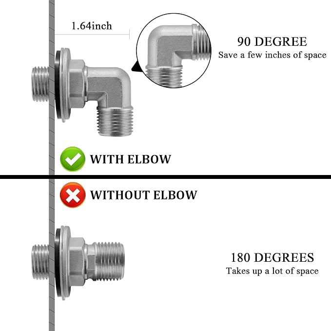 Wall Mount Commercial Faucet Installation Kit, 304 Stainless Steel 90 dergee - Image 7