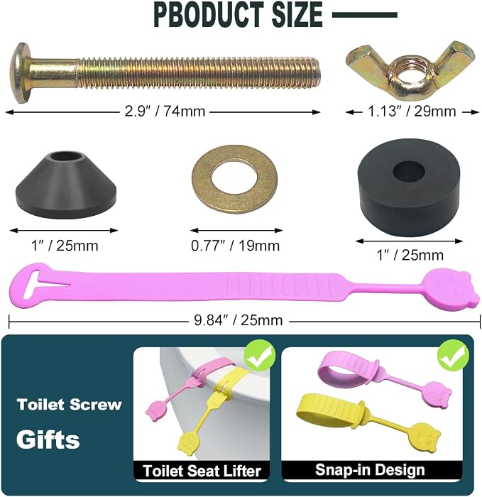 Toilet Seat Screws Replacement Kit, Metal Toilet Seat Bolts Replacement Kit - Image 3