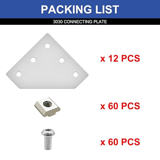 12pcs 3030 Extrusion Joint Plate Connector Corner L Bracket Silver | 3030 V - Image 3