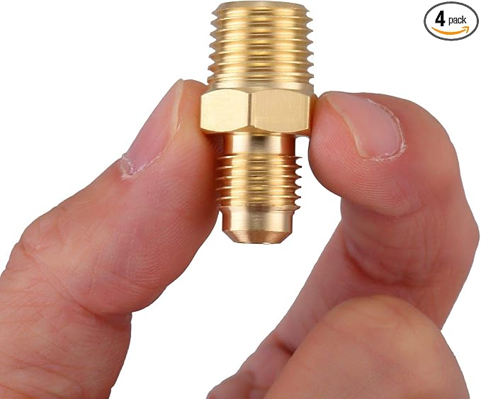 4 PCS Brass Gas Adapter 1/4" Flare x 1/4 Inch NPT Male Pipe Connector | Couples by LitOrange