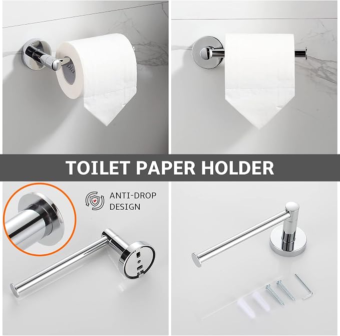 BGL Bathroom Hardware Set Chrome Bathroom Accessory Set Towel Bar 8 Pieces Set - Image 4