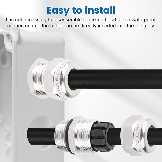 QCG 1/2" NPT Stainless Steel Cable Gland Waterproof IP68, Adjustable - Image 7