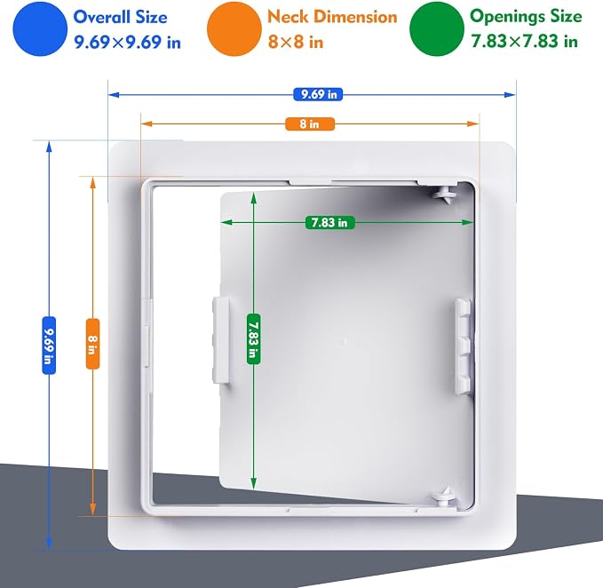 8"x8" Plastic Access Panel, Drywall Access Door White 2 Pack - Image 2