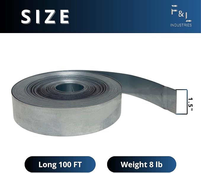 F&L 710-003 Heavy-Duty Metal Strap – 26 Gauge Galvanized Steel, 1-1/2" x 100 ft - Image 2