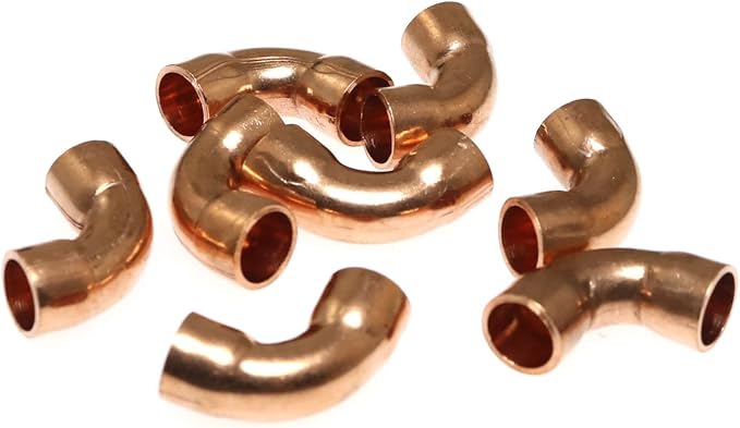 RLECS 8PCS 1/4" Copper Elbow Pipe Fittings, 90 Degree, HVAC & Refrigeration - Image 4