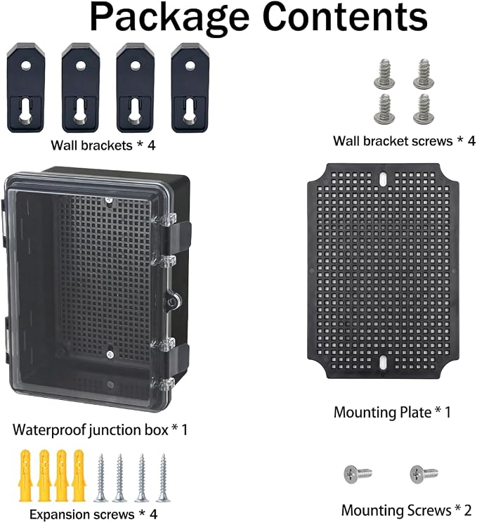 Junction Box, Hinged Black Clear Cover IP67 Waterproof ABS Project Box - Image 7