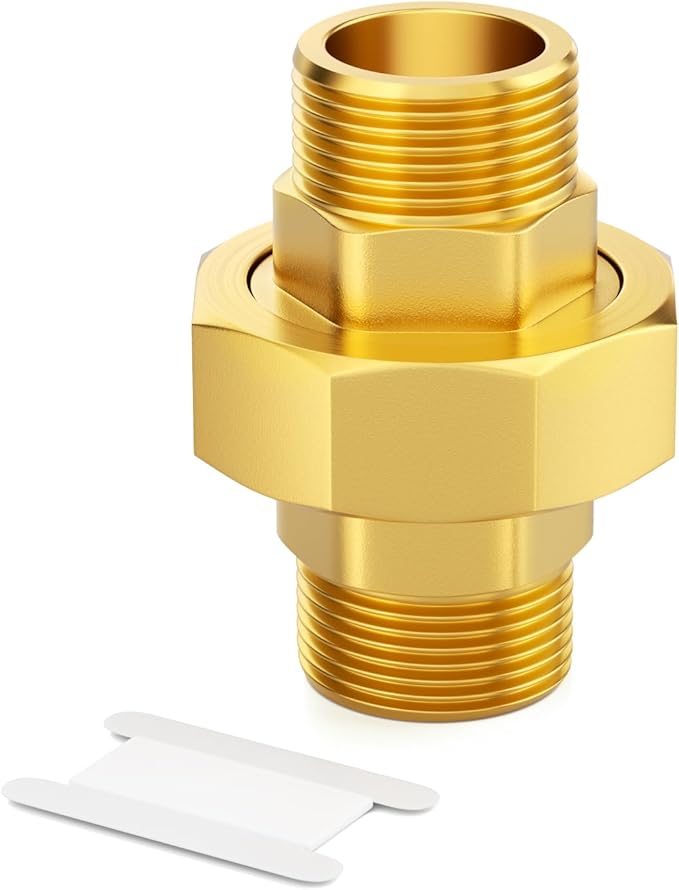 GASHER 1" MNPT Brass Union Pipe Fitting | 1 Inch Male x 1 Inch Male Thread by GASHER