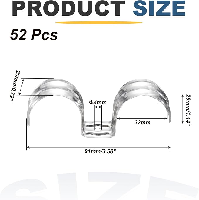 MECCANIXITY 52pcs Conduit Clamp 1 1/4 Inch 32mm, 2 Hole Stainless Steel Pipe - Image 2