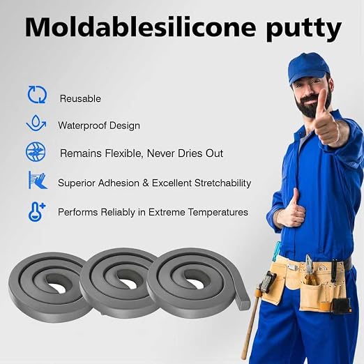 3-Pack Silicone Putty, Non-Hardening Waterproof Sealant, 8.8 oz Total | - Image 4