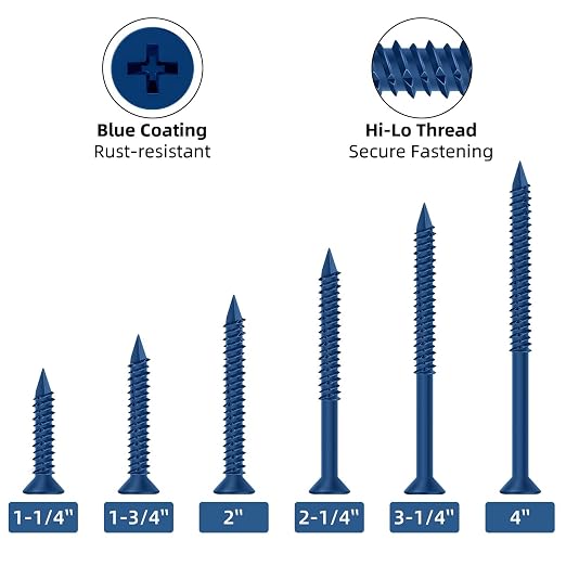 1/4" x 1-3/4" Concrete Screw Anchor Blue Flat Head Screws - Image 3