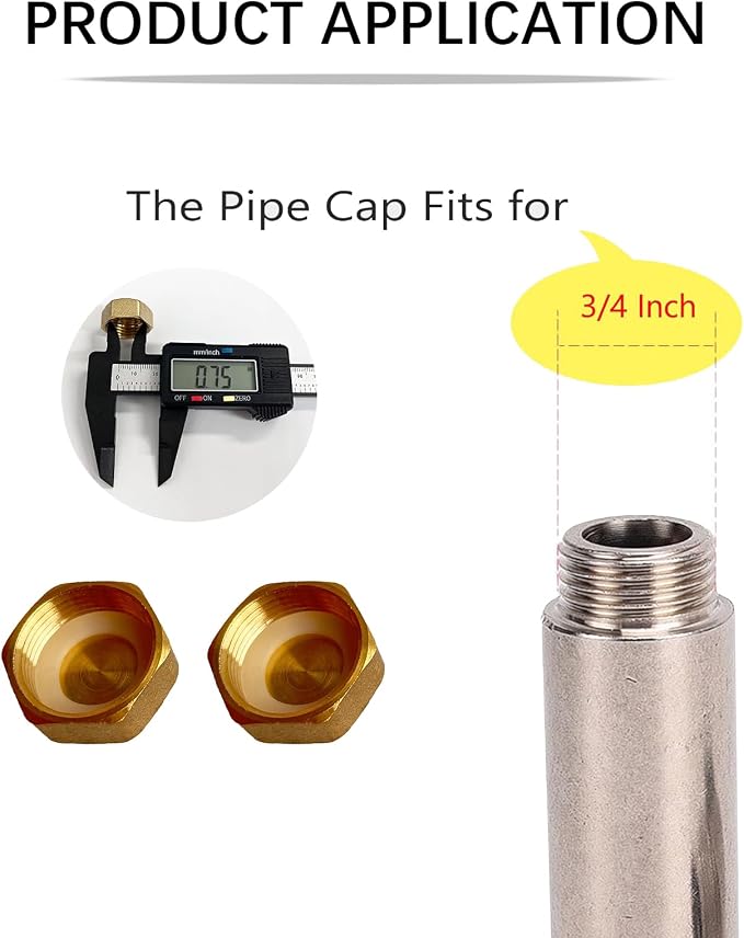 Brass Pipe End Caps, 1/2" NPT Hex Compression Cap Female Pipe Fitting Plumbing - Image 4