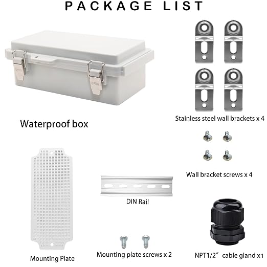 Waterproof Electrical Box, IP67 Junction Box Stainless Steel Latch Hinged Grey - Image 5