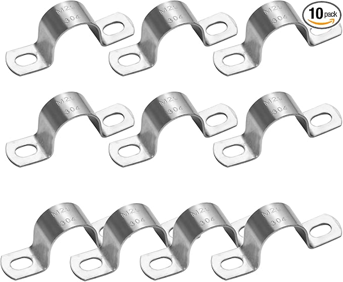 10Pcs 1 Inch Heavy Duty U-Tube Strap Clamp-2 Hole, Stainless Steel-304 Rigid by Choosewhatyouneed