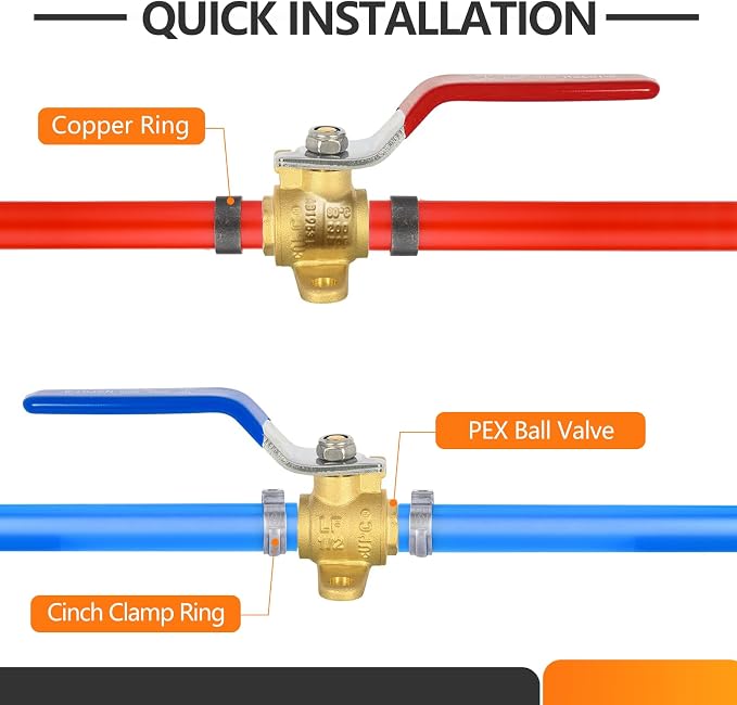 10PC HeSun 1/2 Inch PEX Ball Valves - Image 4