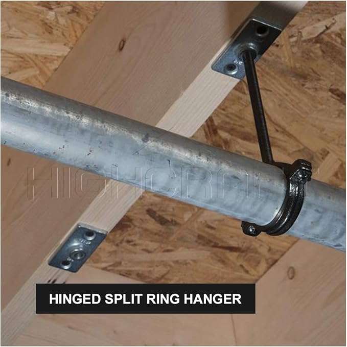 HIGHCRAFT HINGB-01-10 Industrial Decor Hinged Split Ring Pipe Hanger 1 in. - Image 6
