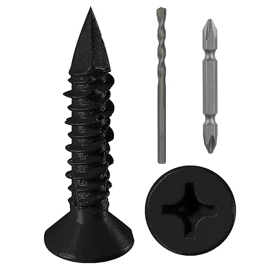 WenSilon 1/4" x1-1/4 Black Concrete Screw Anchor Black Flat Head by Wensilon