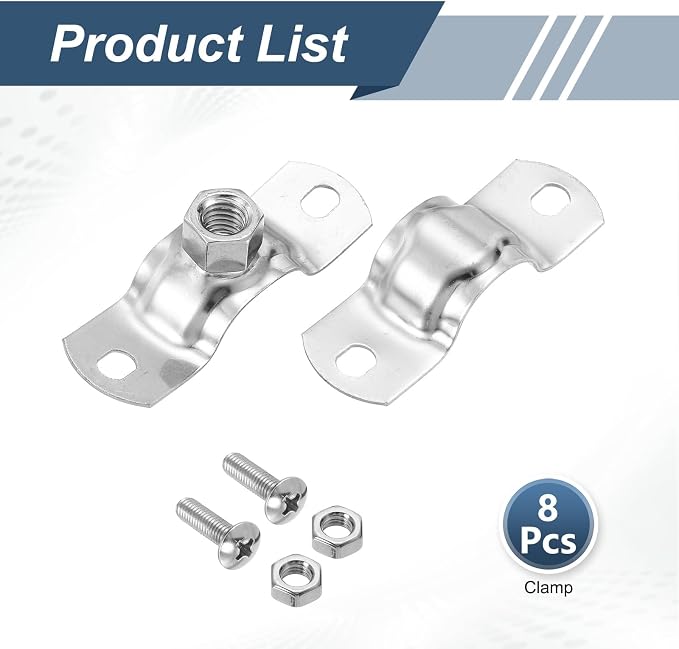 HARFINGTON 8 Pcs Adjustable Pipe Bracket Clamps 13/16" Stainless Steel Wall - Image 3