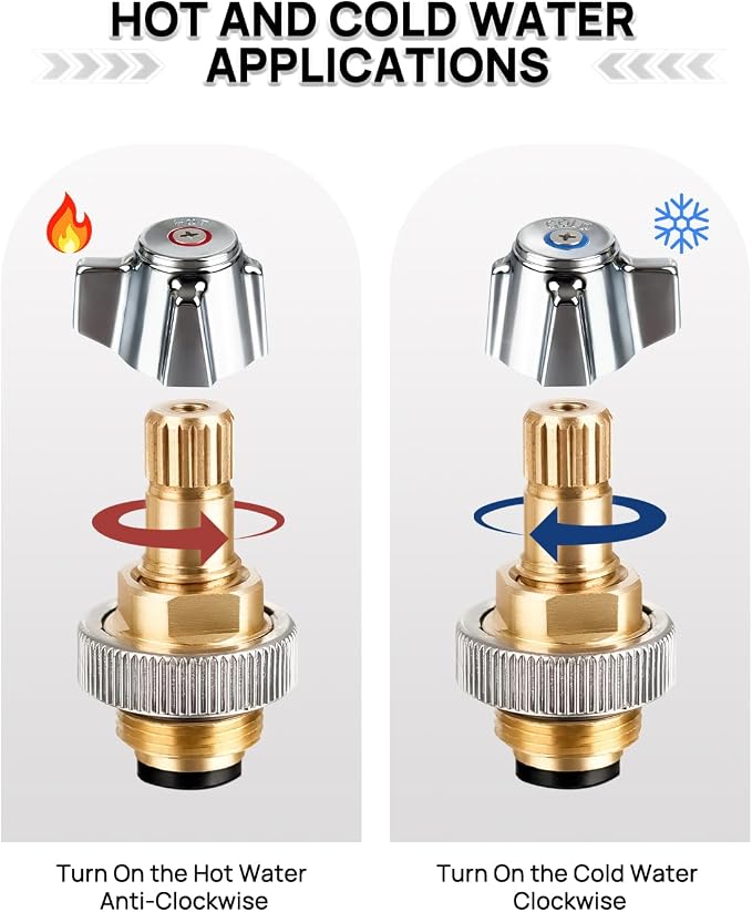 4" Brass Faucet Handle Cartridge Replacement Stem Assembly Faucet Valves Cold - Image 4