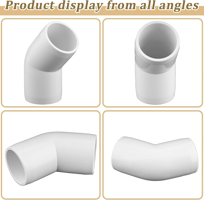 20-Pack 1/2" 45 Degree Elbow PVC Fittings, Furniture Grade Pipe Fittings 45 - Image 7