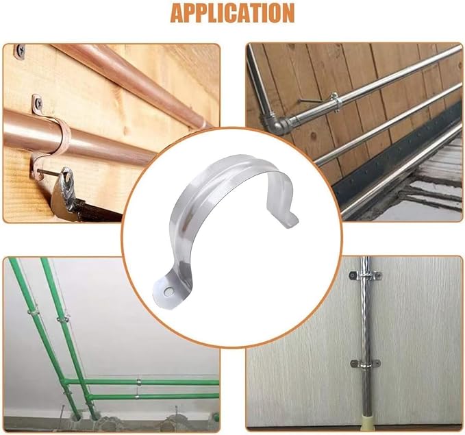 3inch Rigid Support Pipe Strap, 2 Hole U-Tube Strap Clamp, Stainless Steel - Image 8