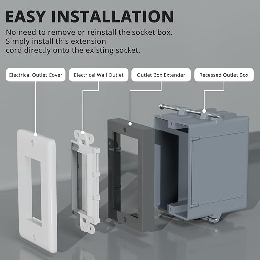 ABS 1/2 Inch Outlet Box Extender, Single Gang, 1 Pack | Single Gang Outlet Box - Image 4