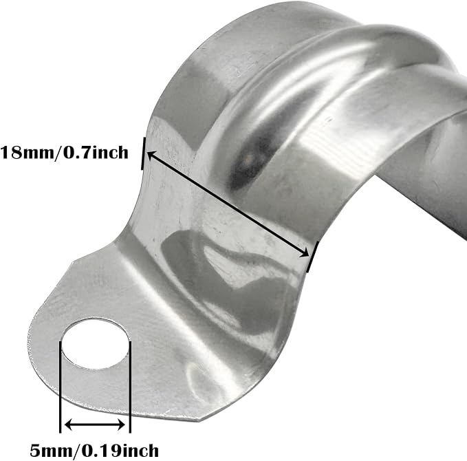1/2inch Two Hole Strap U Bracket Stainless Steel Tube Strap Tension Clip - Image 3