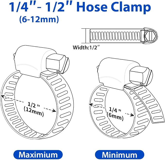 Hose Clamp 3/8 Inch, 10 Pack Stainless Steel Hose Clamps 1/4 Inch To 3/8 Inch - Image 2