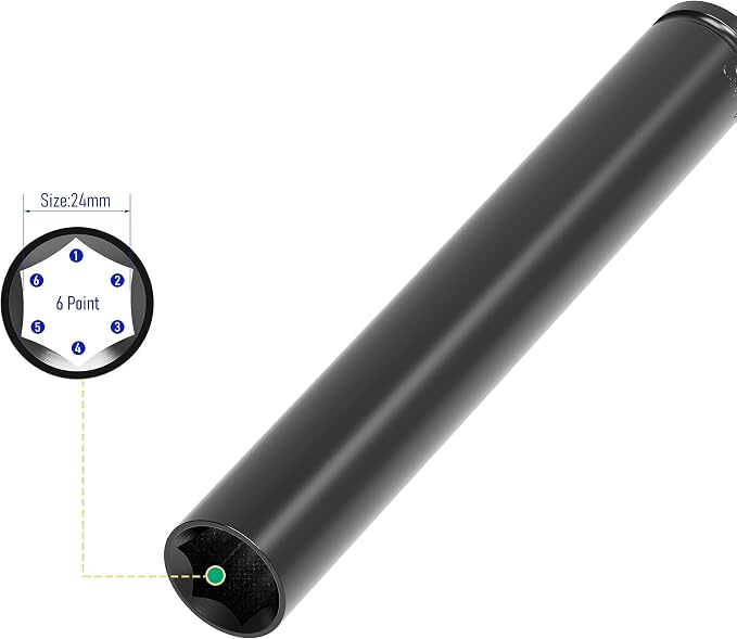1/2" Drive Socket Set, 24mm Deep Impact Socket, Heat-Treated CR-V Steel - Image 3