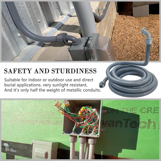 3/4 inch 100Ft Liquid-Tight Conduit Kit, Flexible Non Metallic Electrical - Image 5