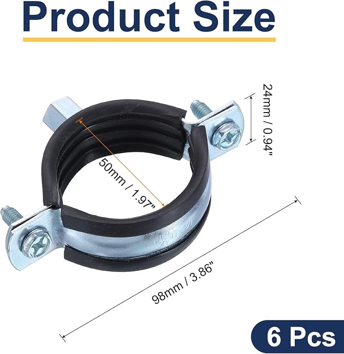 uxcell 6 Pcs Split Ring Pipe Hanger, 50mm/2inch Adjustable Pipe Bracket Clamp - Image 2