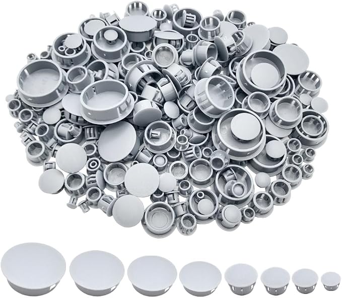275Pcs 8 Sizes Plastic Hole Plugs Recessed Grey Round Hole Plugs 3/16" 5/16" by MONEXIO