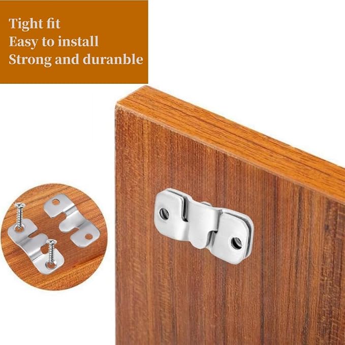 Interlocking Flush Mount Bracket Picture Hanging Hooks Stainless Steel Heavy - Image 4