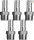 Stainless Steel Hose Barb Fitting 1/4" Hose Barb to 3/8" NPT Male Thread by Fitvell