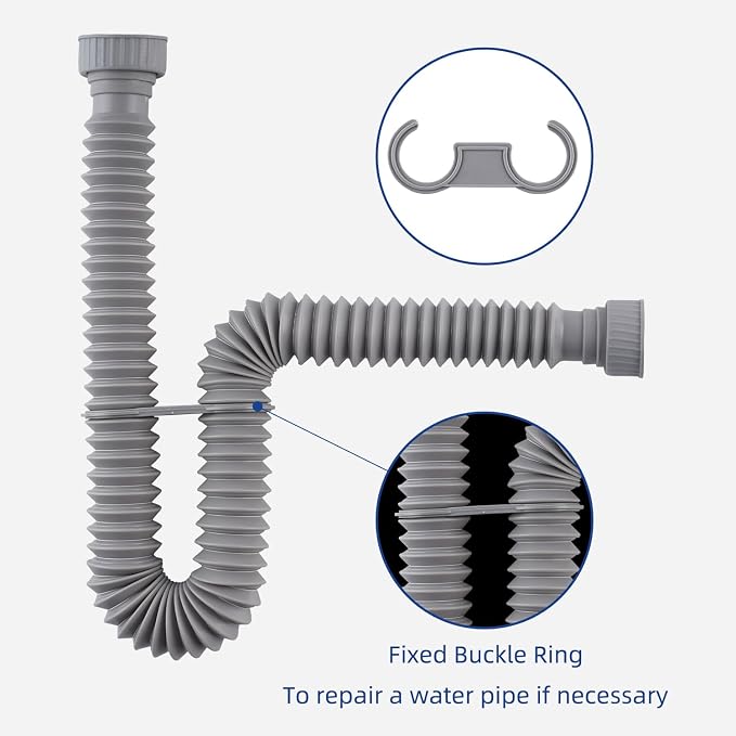 Sink Drain Pipe, Flexible Sink P-Trap Pipe - Image 5