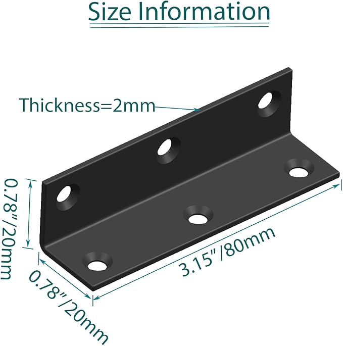 L Bracket, Heavy Duty Corner Brace, Stainless Steel Corner Bracket, Metal Braces - Image 3