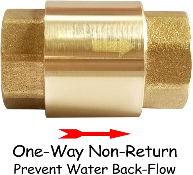 Uenede Solid Brass 3/4 Inch In-line Spring Check Valve 3/4" NPT Female Thread - Image 3
